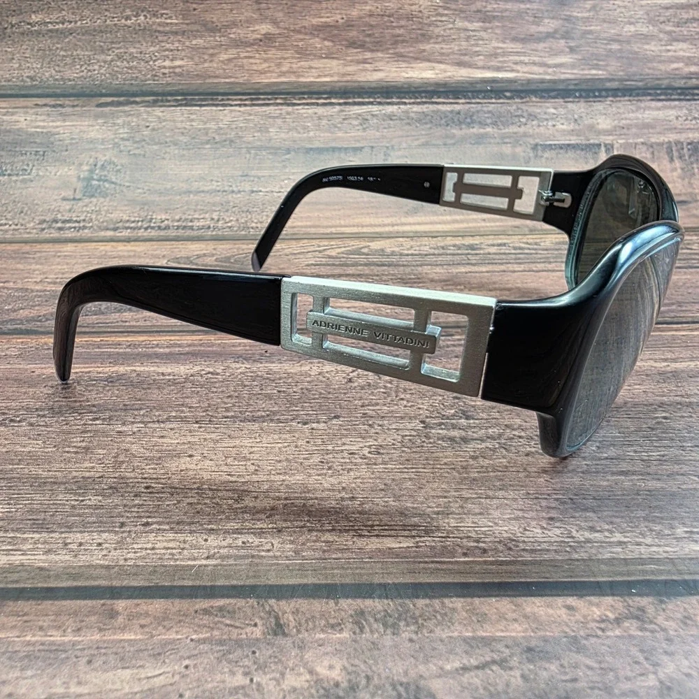 Adrienne Vittadini AV 5057S Black Butterfly Sunglasses Silver Logo Hardware